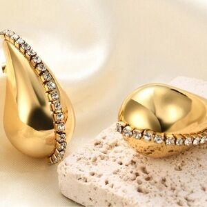 Gold Teardrop Earrings Drop Earrings rhinestone New 🔥 gift packaging ✨✨